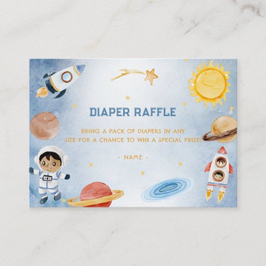 Outer Space Baby shower Luier Raffle Informatiekaartje (Voorkant)