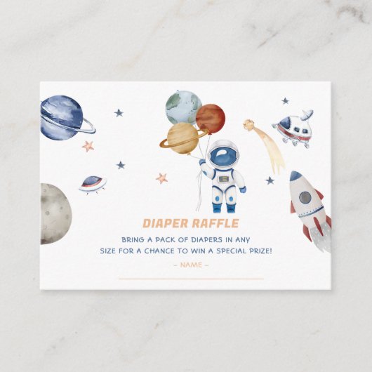 Outer Space Baby shower Luier Raffle Ticket ENCL Informatiekaartje (Voorkant)