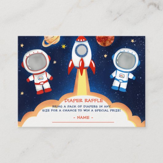 Outer Space Baby shower Luier Raffle Ticket ENCL Informatiekaartje (Voorkant)