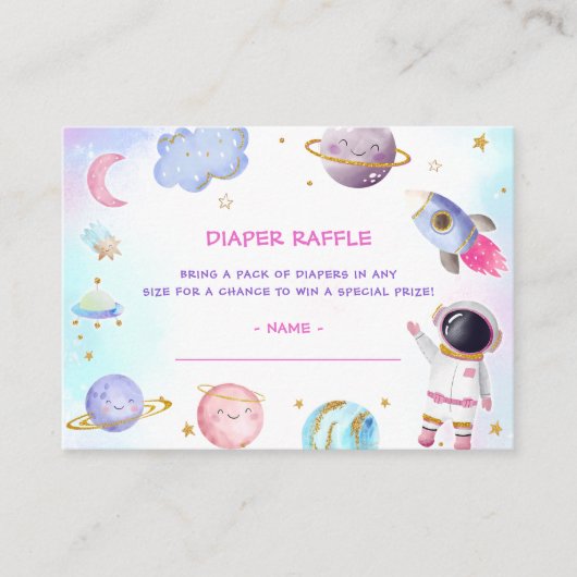 Outer Space Baby shower Luier Raffle Ticket ENCL Informatiekaartje (Voorkant)