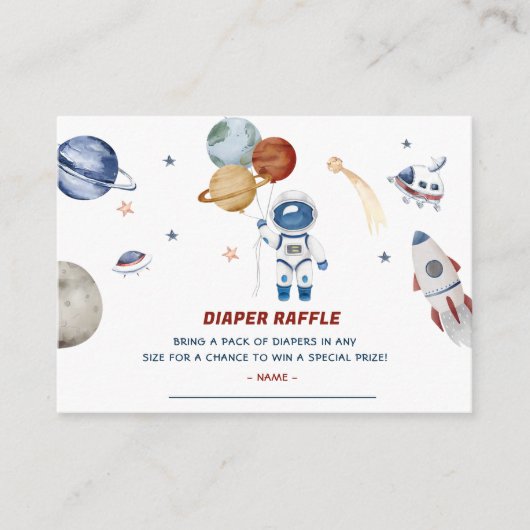 Outer Space Baby shower Luier Raffle Ticket ENCL Informatiekaartje (Voorkant)