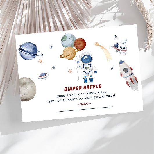 Outer Space Baby shower Luier Raffle Ticket ENCL Informatiekaartje