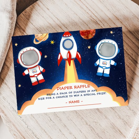 Outer Space Baby shower Luier Raffle Ticket ENCL Informatiekaartje