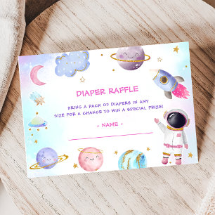 Outer Space Baby shower Luier Raffle Ticket ENCL Informatiekaartje