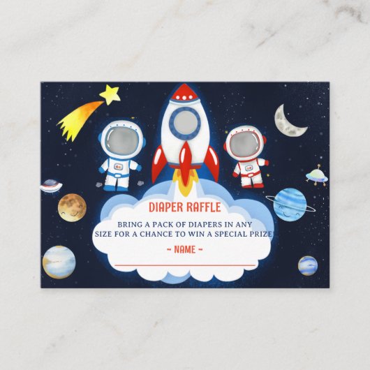 Outer Space Baby shower Luier Raffle Ticket ENCL Informatiekaartje (Voorkant)
