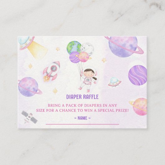 Outer Space Baby shower Luier Raffle Ticket Informatiekaartje (Voorkant)