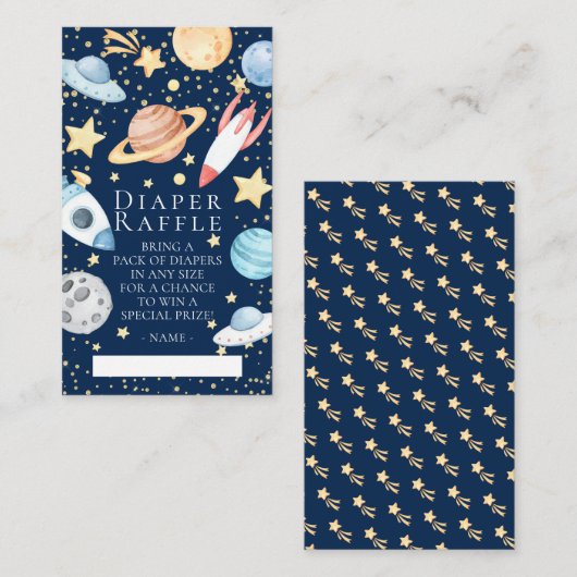 Outer Space Baby shower Luier Raffle Ticket Informatiekaartje (Voorkant / Achterkant)