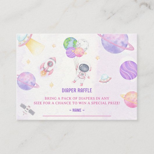 Outer Space Baby shower Luier Raffle Ticket Informatiekaartje (Voorkant)