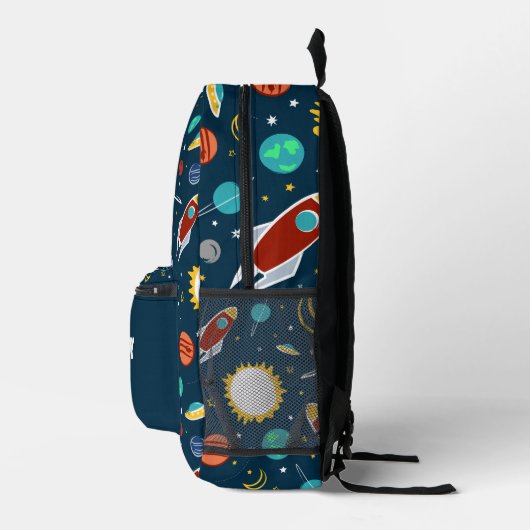 Outer Space Bag Planeten Raketten UFO Galaxy custo Bedrukte Rugzak (Rechts)