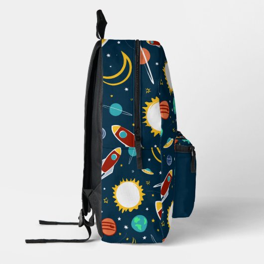 Outer Space Bag Planeten Raketten UFO Galaxy custo Bedrukte Rugzak (Links)