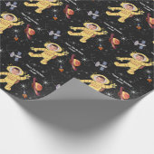 Outer Space Birthday Astronaut Name Age Foto Cadeaupapier (Hoek)
