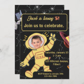 Outer Space Birthday Astronaut Name Age Foto Kaart (Voorkant / Achterkant)