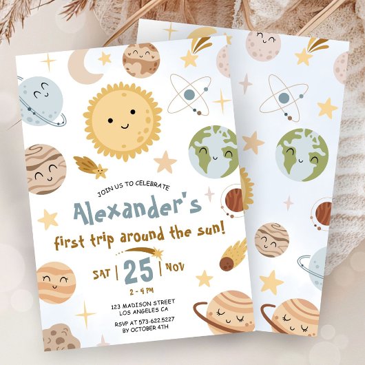 Outer Space Birthday First Trip Around The Sun  Kaart