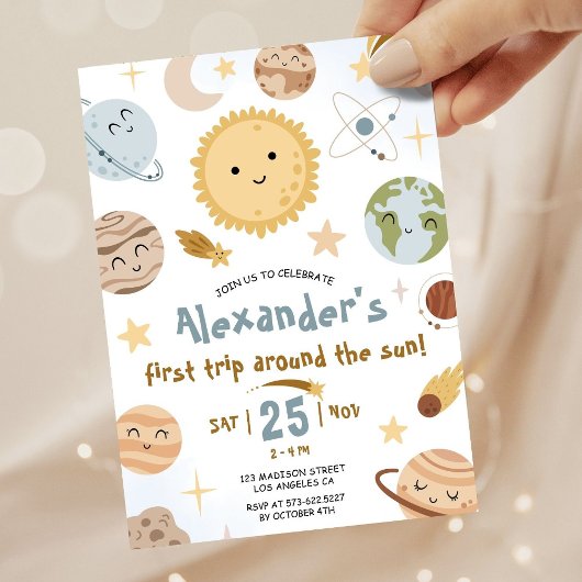 Outer Space Birthday First Trip Around The Sun Kaart