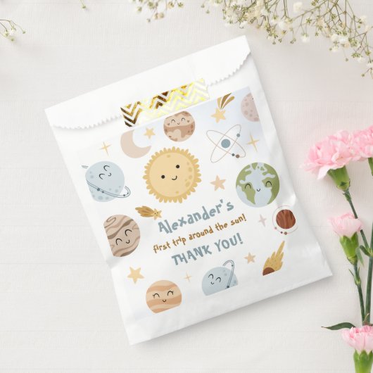 Outer Space Birthday First Trip Birthday Bedankzakje (Gezegeld)
