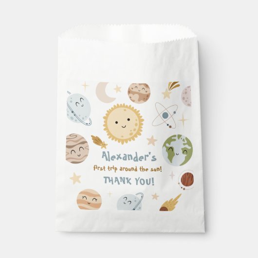 Outer Space Birthday First Trip Birthday Bedankzakje (Voorkant)