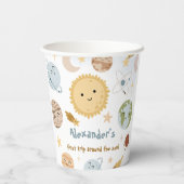 Outer Space Birthday First Trip Birthday Paper Papieren Bekers (Achterkant)