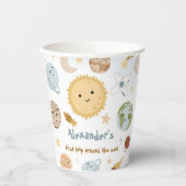 Outer Space Birthday First Trip Birthday Paper Papieren Bekers (Voorkant)