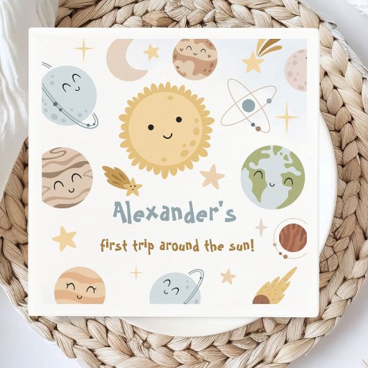 Outer Space Birthday First Trip Birthday Paper Servet