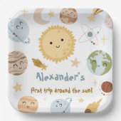 Outer Space Birthday First Trip Birthday Papieren Bordje (Voorkant)