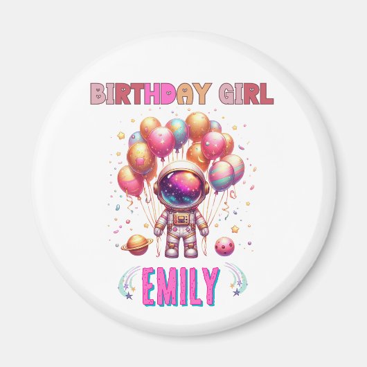 Outer Space Birthday Girl Flight Crew Magneet (Voorkant)