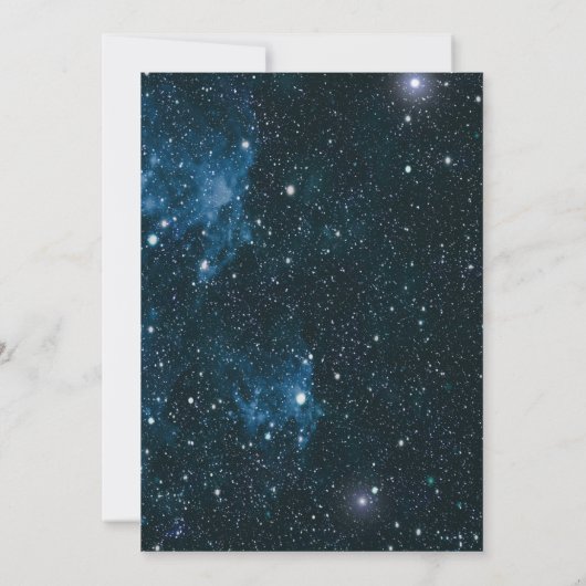 Outer Space Birthday Invitation, Astronaut Galaxy Kaart (Achterkant)