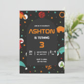Outer Space Birthday Invitation, Kinder astronaut Kaart (Staand voorkant)