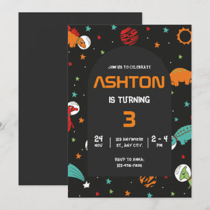 Outer Space Birthday Invitation, Kinder astronaut Kaart