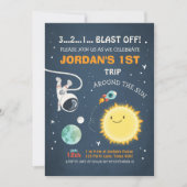 Outer Space Birthday Invitation Rocket Astronaut Kaart (Voorkant)