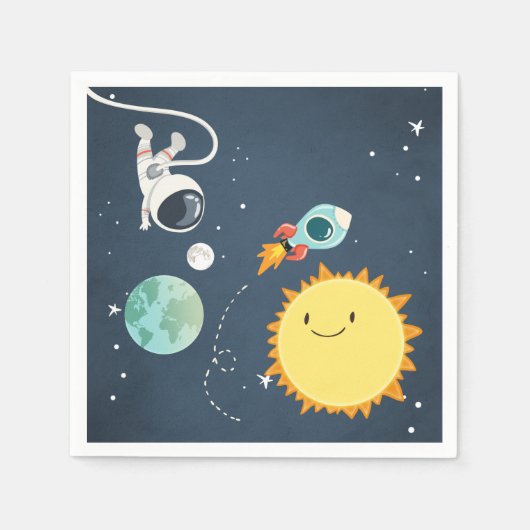 Outer Space Birthday Napkins Rocket Astronaut Ship Servet (Voorkant)
