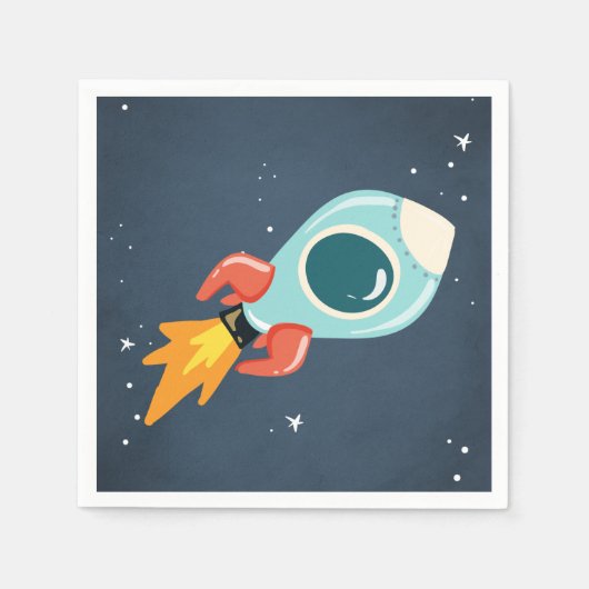 Outer Space Birthday Napkins Rocket Astronaut Ship Servet (Voorkant)