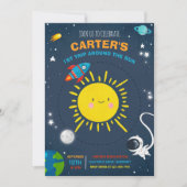 Outer Space Birthday Party Astronaut Rocket Party Kaart (Voorkant)