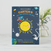 Outer Space Birthday Party Astronaut Rocket Party Kaart (Staand voorkant)