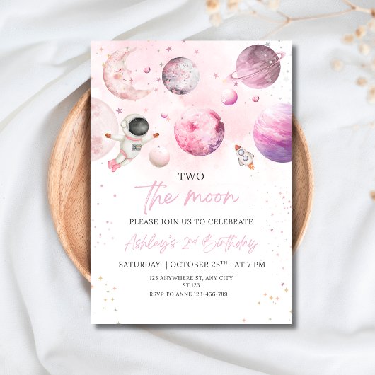 Outer Space Birthday Party Girl Astronaut Birthday Kaart