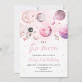 Outer Space Birthday Party Girl Astronaut Birthday Kaart (Voorkant)