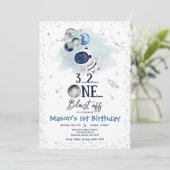 Outer Space Birthday Party Planet Astronaut Rocket Kaart (Staand voorkant)