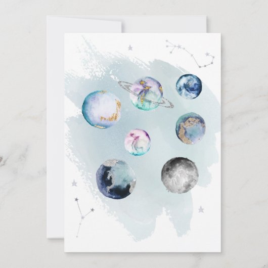 Outer Space Birthday Party Planet Astronaut Rocket Kaart (Achterkant)