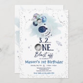 Outer Space Birthday Party Planet Astronaut Rocket Kaart (Voorkant / Achterkant)