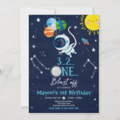 Outer Space Birthday Party Planet Astronaut Rocket Kaart (Voorkant)