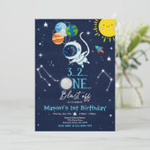Outer Space Birthday Party Planet Astronaut Rocket Kaart (Staand voorkant)