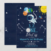 Outer Space Birthday Party Planet Astronaut Rocket Kaart (Voorkant / Achterkant)
