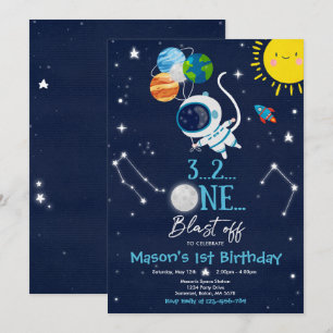 Outer Space Birthday Party Planet Astronaut Rocket Kaart