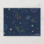 Outer Space Birthday Party Rocket Planets & Stars Briefkaart (Achterkant)