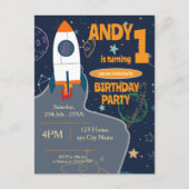 Outer Space Birthday Party Rocket Planets & Stars Briefkaart (Voorkant)