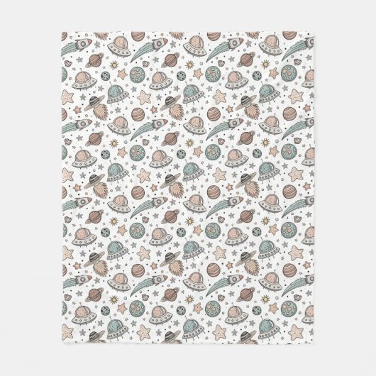 Outer Space Blanket Boy Baby Shower Gift Rocket Fleece Deken (Voorkant)