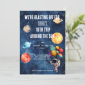 Outer Space Boy 10de verjaardag rond de zon Kaart (Staand voorkant)
