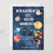 Outer Space Boy 10th Trip Around the Sun Birthday  Kaart (Voorkant)