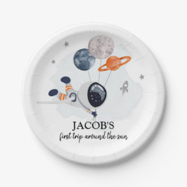 Outer Space Boy 1st reis rond de zondag P Papieren Bordje