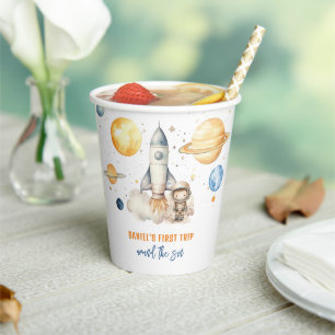 Outer Space Boy 1st reis rond de zondag Papieren Bekers
