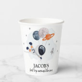 Outer Space Boy 1st reis rond de zondag Papieren Bekers (Achterkant)